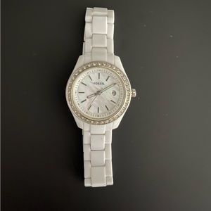 White Fossil Watch